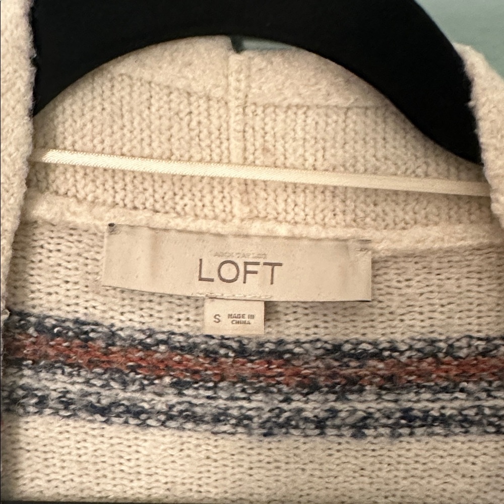 LOFT Striped Ribbed Hem Cardigan Size Small - Picture 6 of 8